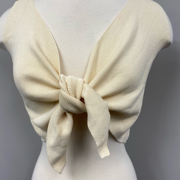 Shein Yellow Tie Crop Top - Picture 2 of 14